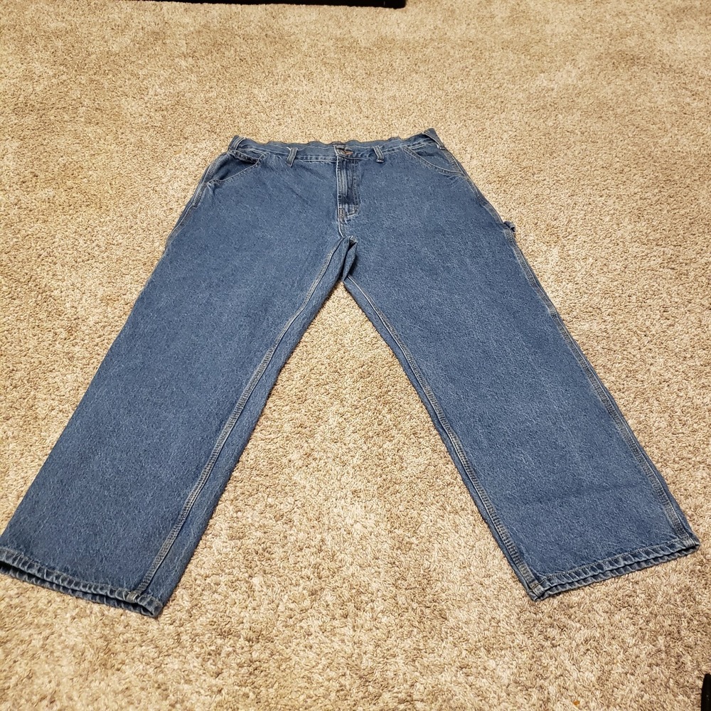 Mens Jeans 38x30 100% Cotton Carpenter Blue Denim Jeans Zip